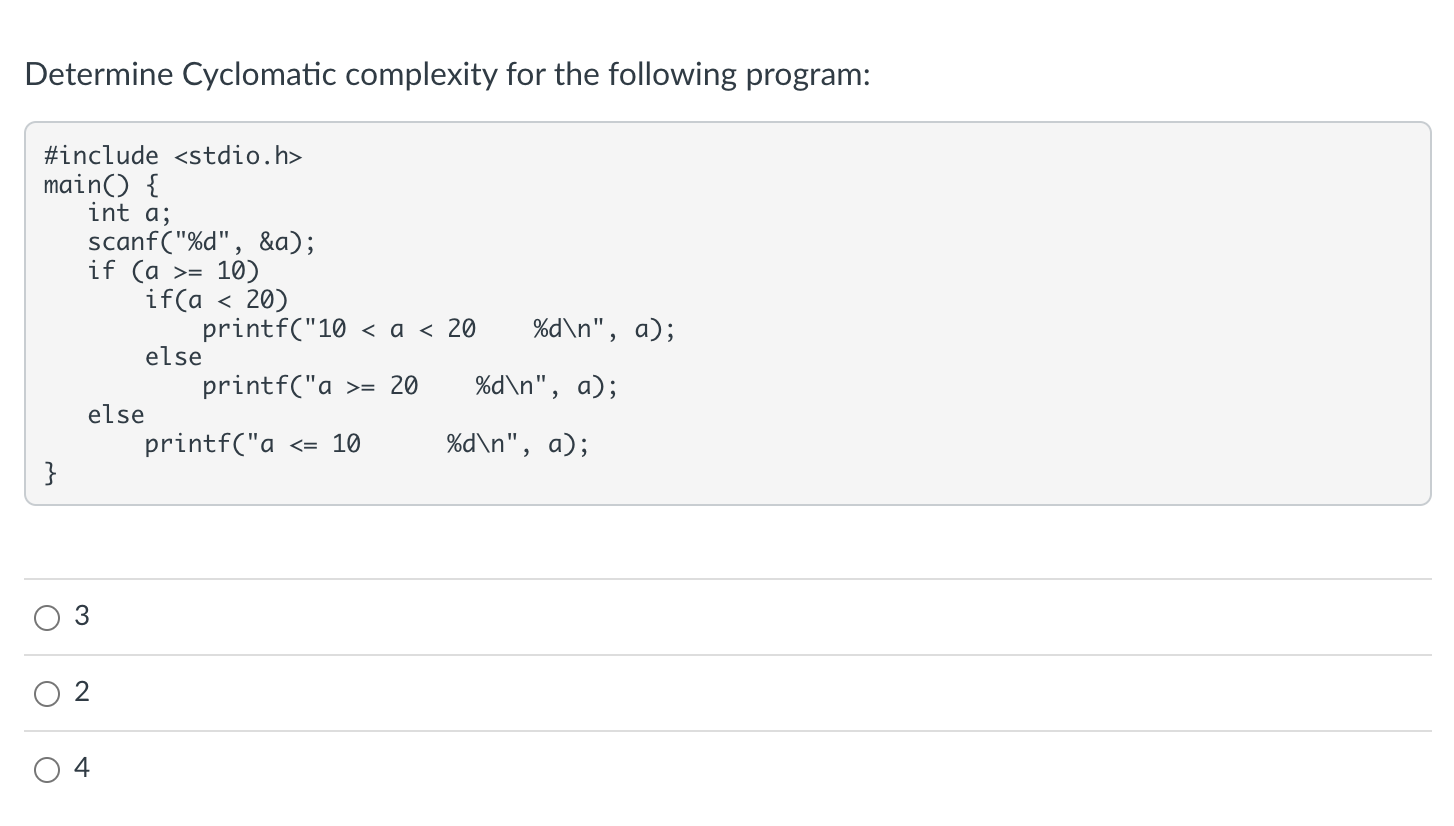 Solved Determine Cyclomatic Complexity For The Following 3718