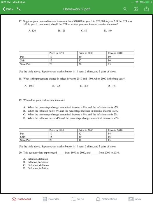 Solved 6:21 PM Mon Feb 4 73960 D + , Back Homework 2.pdf 17. | Chegg.com