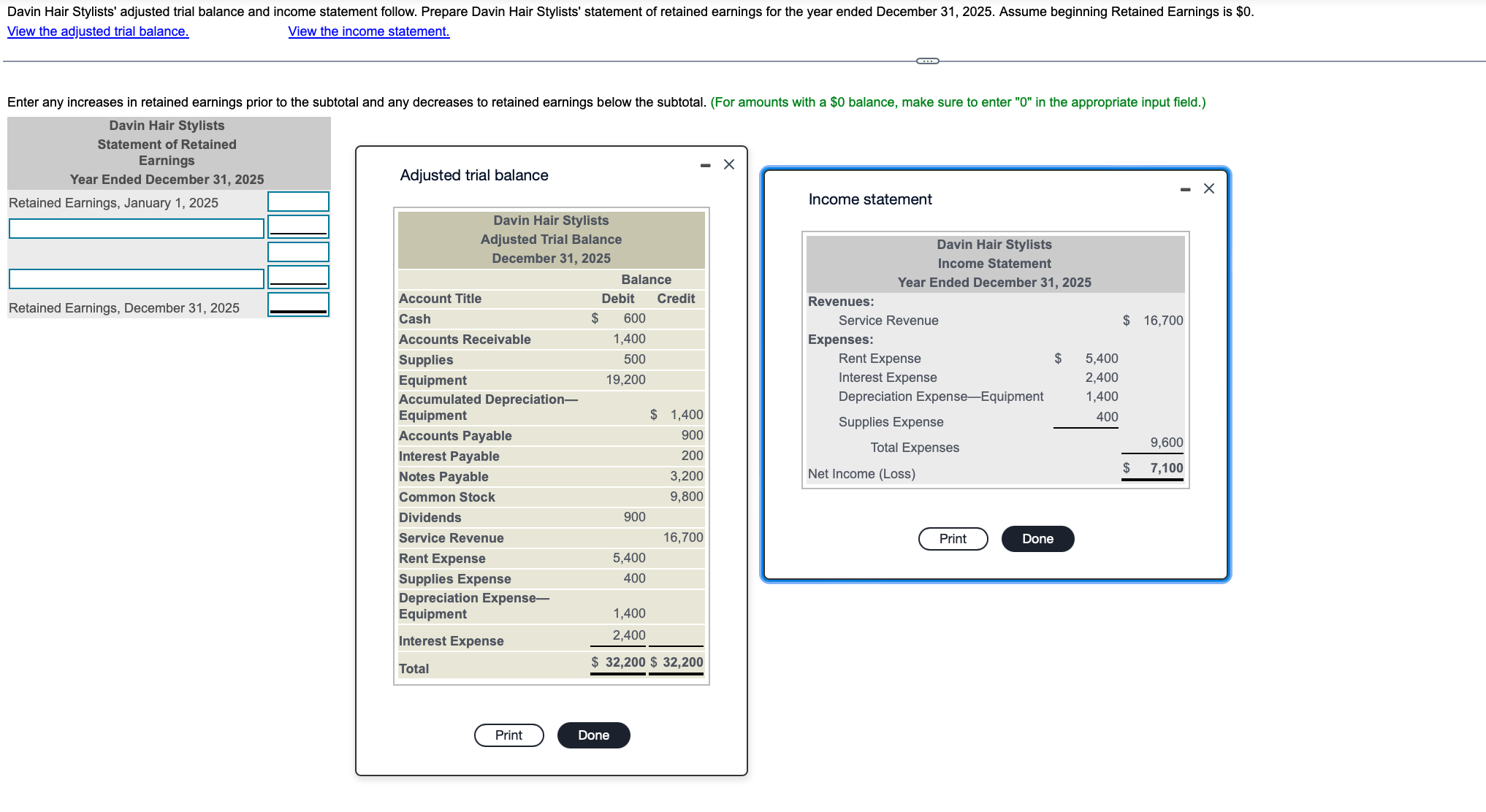 Solved Adjusted Trial Balance Income Statement