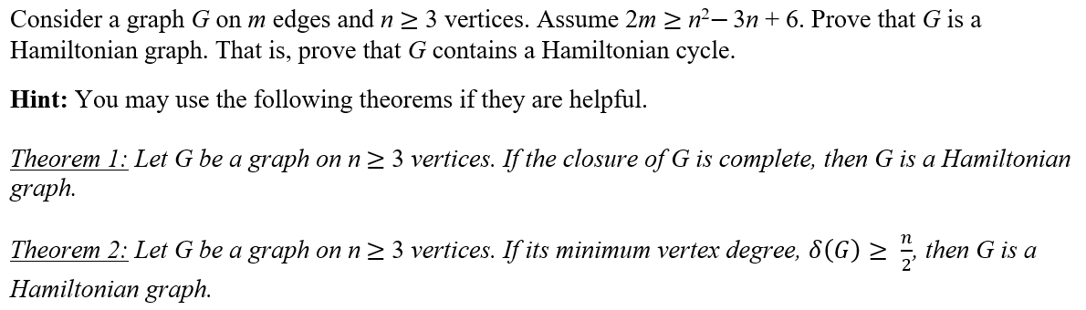 Solved Consider a graph G on m edges and n > 3 vertices. | Chegg.com