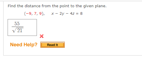 Solved Find the distance from the point to the given | Chegg.com