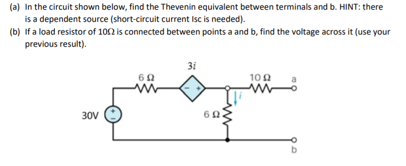 Solved (a) In the circuit shown below, find the Thevenin | Chegg.com