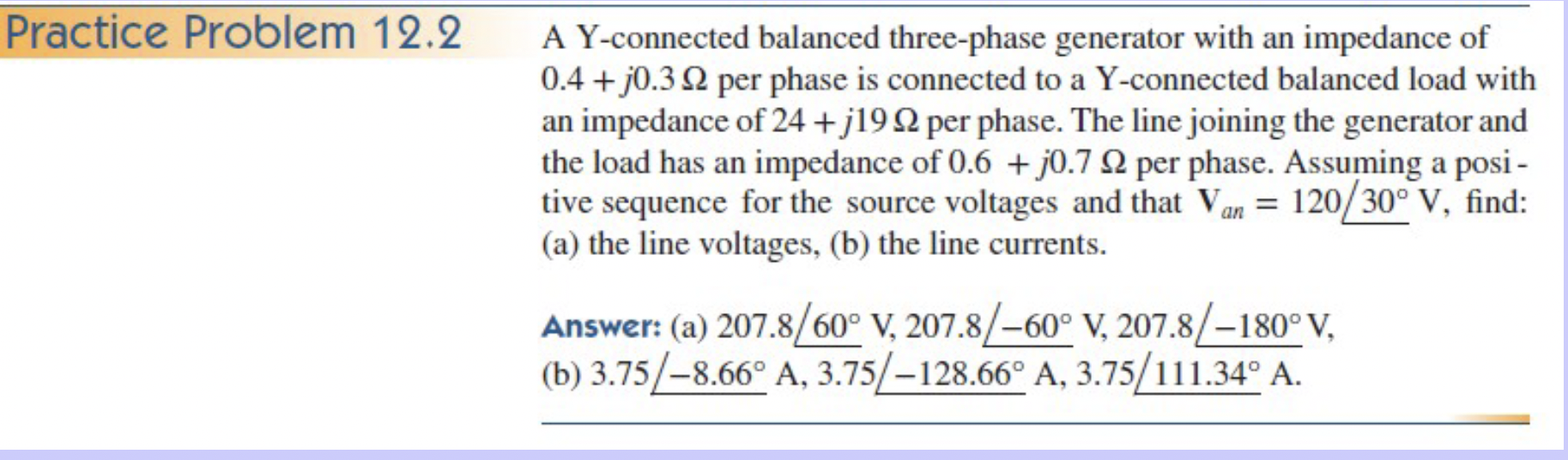 Solved A Y-connected balanced three-phase generator with an | Chegg.com