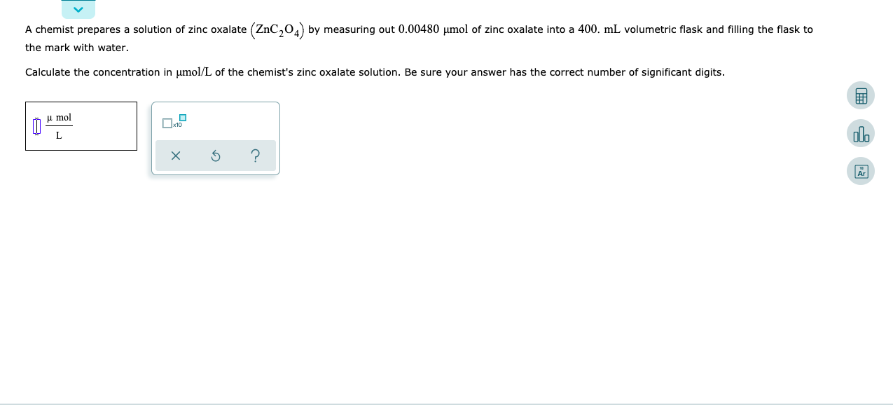Solved A chemist prepares a solution of zinc oxalate