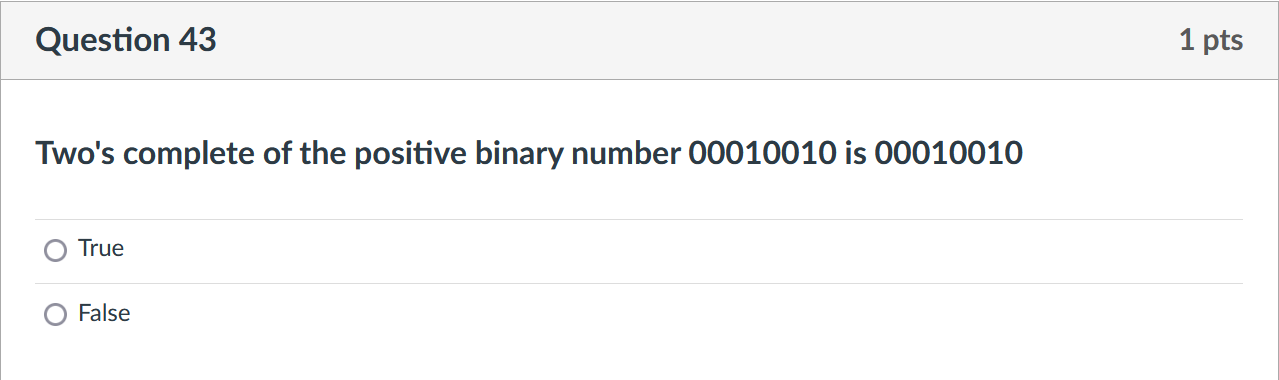 Solved Two's complete of the positive binary number 00010010 | Chegg.com