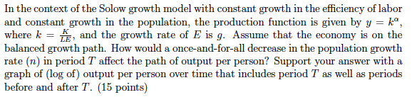 Solved In the context of the Solow growth model with | Chegg.com