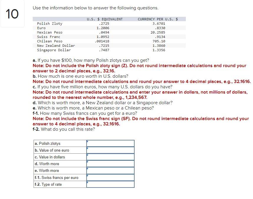 Solved Use the information below to answer the following | Chegg.com