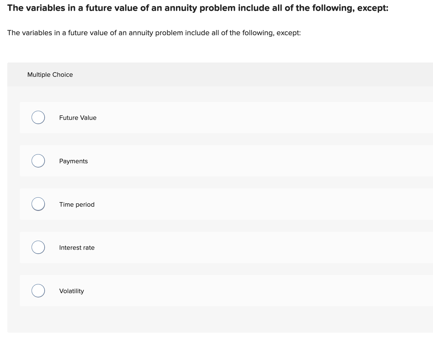 Annuity Problem Generator Solved The variables in a future value of an annuity problem | Chegg.com