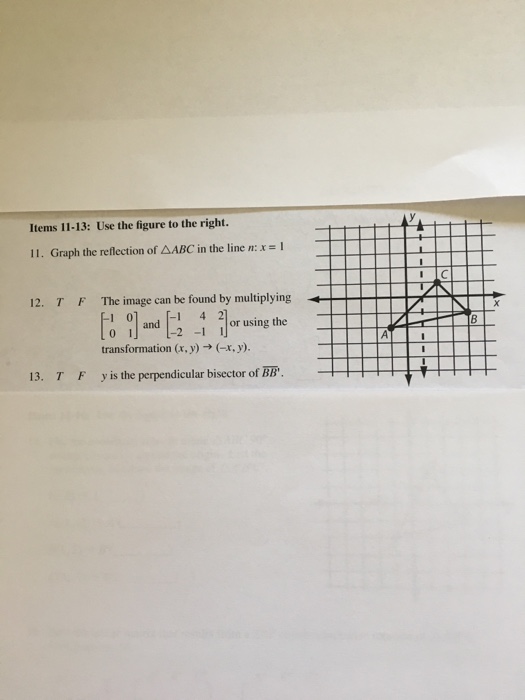 Solved Graph the reflection of delta ABC in the line n: x = | Chegg.com