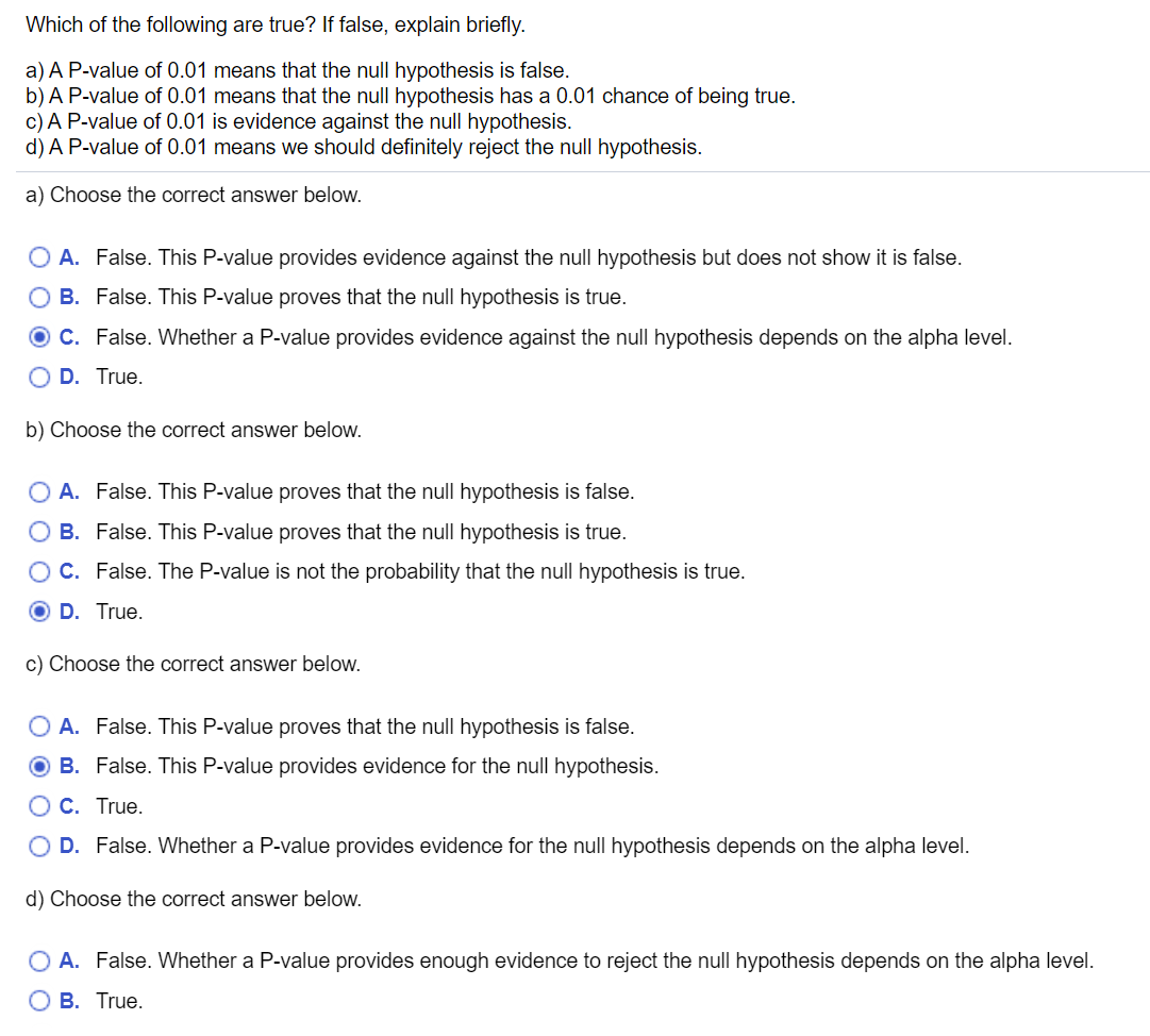 Solved Which of the following are true? If false, explain