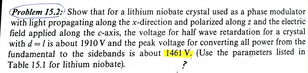 Solved Problem 15.2: Show that for a lithium niobate crystal | Chegg.com