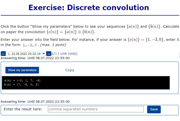 Solved Exercise: Discrete convolution Click the button 