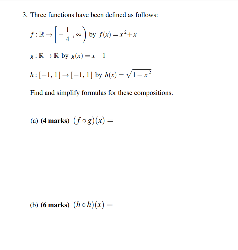 Solved 3. Three functions have been defined as follows: | Chegg.com