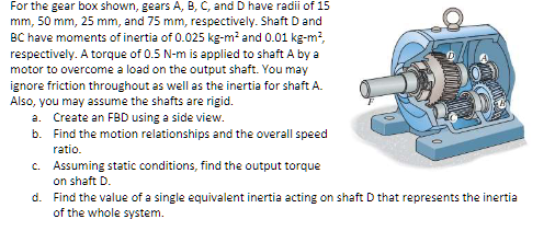 Solved For The Gear Box Shown, Gears A, B, C, And D Have | Chegg.com