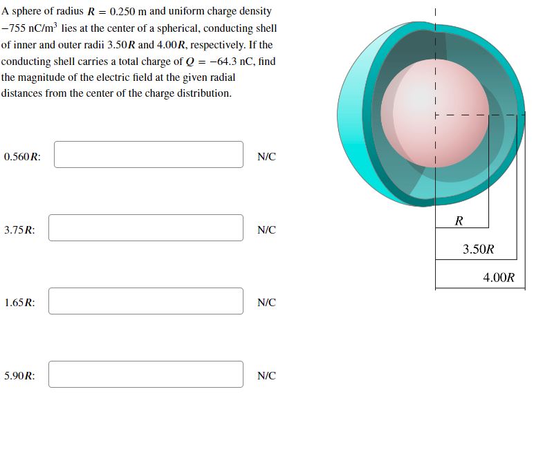 Solved A sphere of radius 𝑅=0.250 m =0.250 m and uniform | Chegg.com