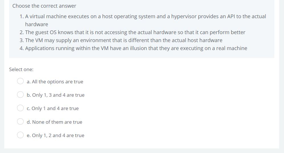 Solved Choose the correct answer 1. A virtual machine | Chegg.com