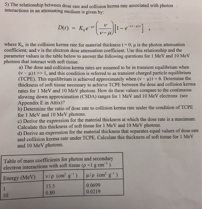Solved 5) The relationship between dose rate and collision