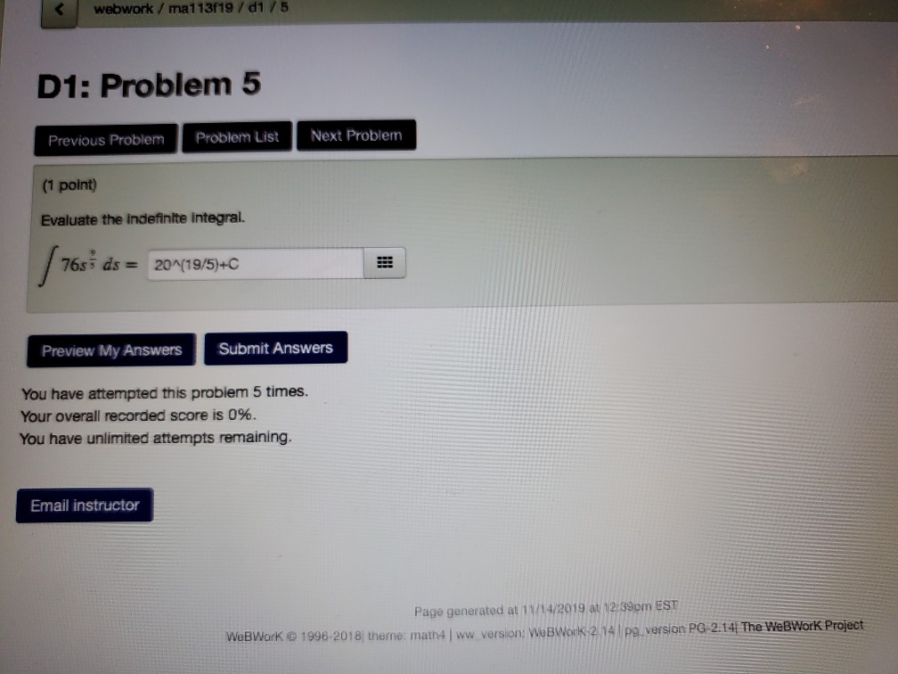 Solved webwork / ma113f19/d1/5 D1: Problem 5 Previous | Chegg.com