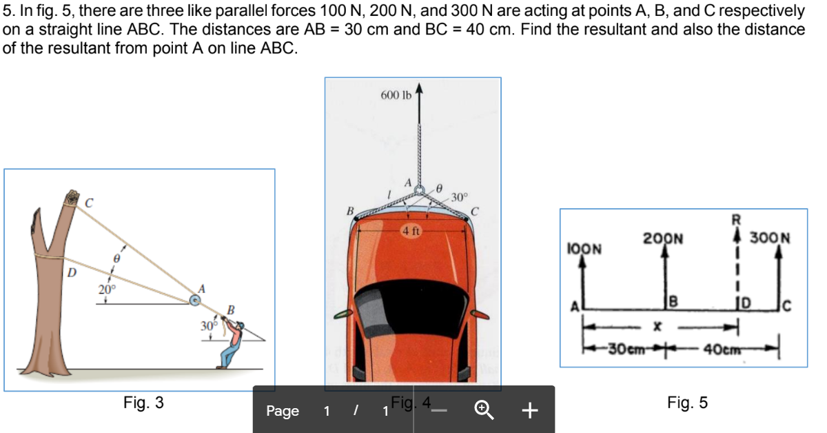 Solved a5. In fig. 5, there are three like parallel forces | Chegg.com