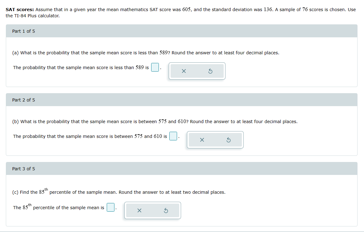 Solved SAT scores: Assume that in a given year the mean | Chegg.com