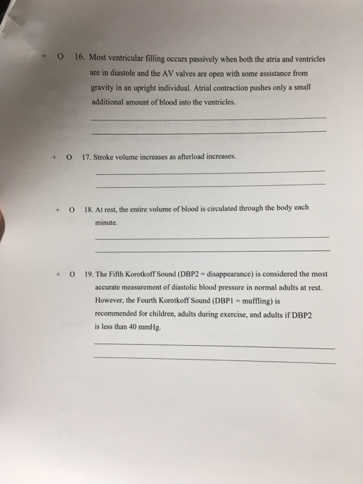 indicate which of the following statements are true and which are false