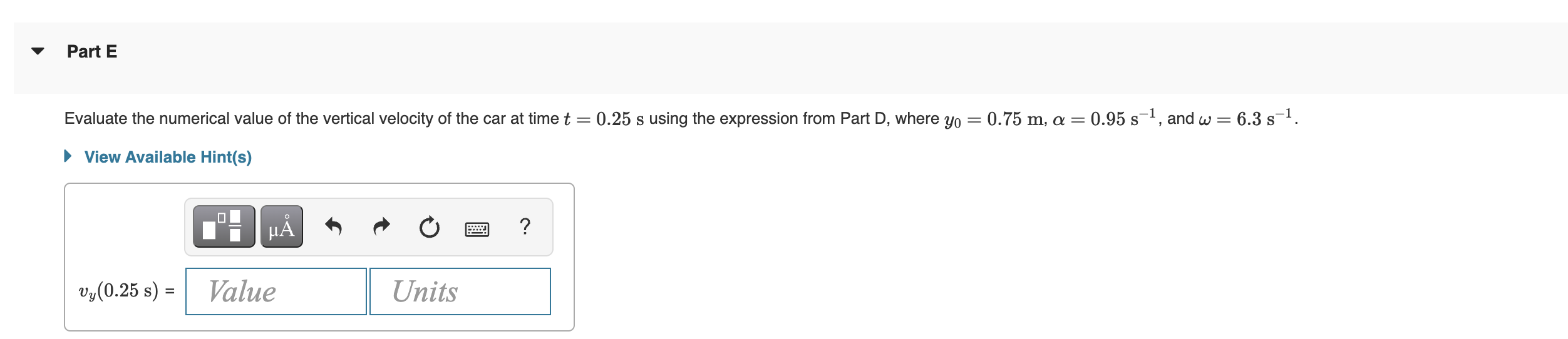 part-e-evaluate-the-numerical-value-of-the-vertical-chegg