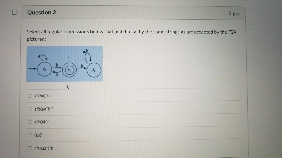 Solved Question 2 5 pts Select all regular expressions below | Chegg.com