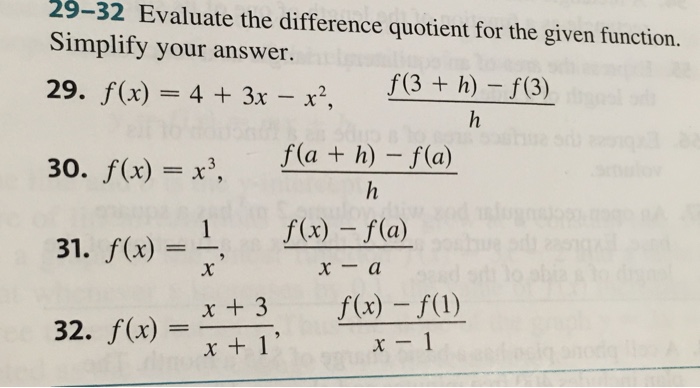 Solved Evaluate the difference quotient for the given | Chegg.com