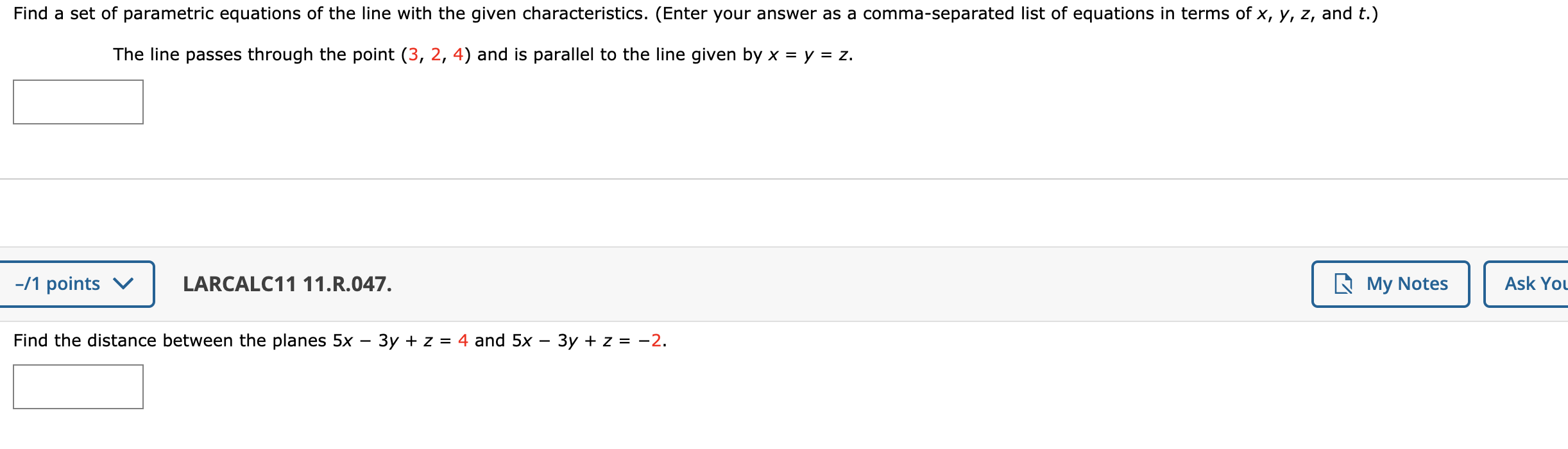 Solved Find A Set Of Parametric Equations Of The Line With 0664