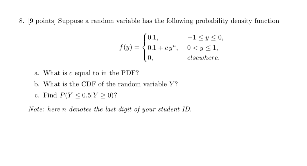 Solved Suppose a random variable has the following | Chegg.com