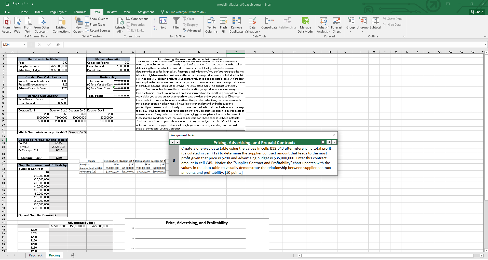 Solved Create A One Way Data Table Using The Values In 5785