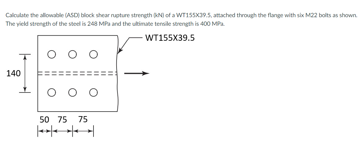 Solved Calculate the allowable (ASD) block shear rupture | Chegg.com