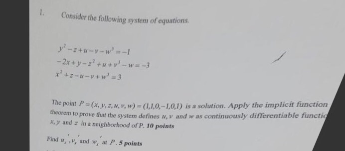Solved 1. Consider the following system of equations The | Chegg.com
