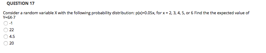 Solved QUESTION 17 Consider a random variable X with the | Chegg.com