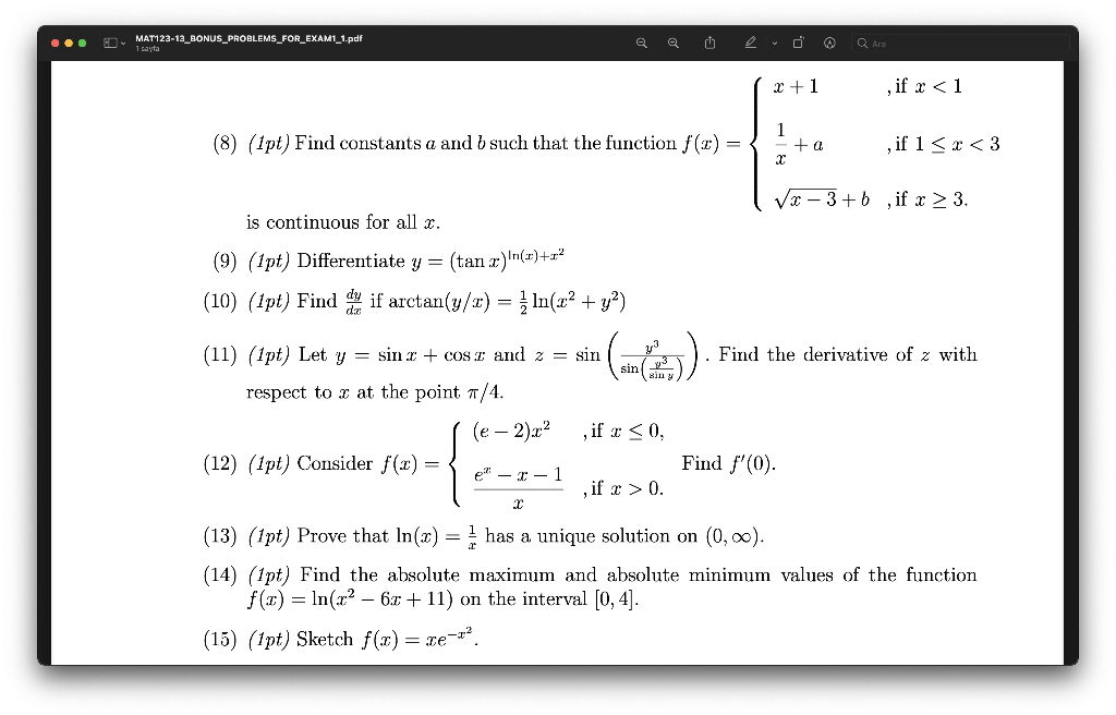 Solved Mat123 13 Bonus Problems For Exam1 1 Pdf 1 Sayta U Chegg Com