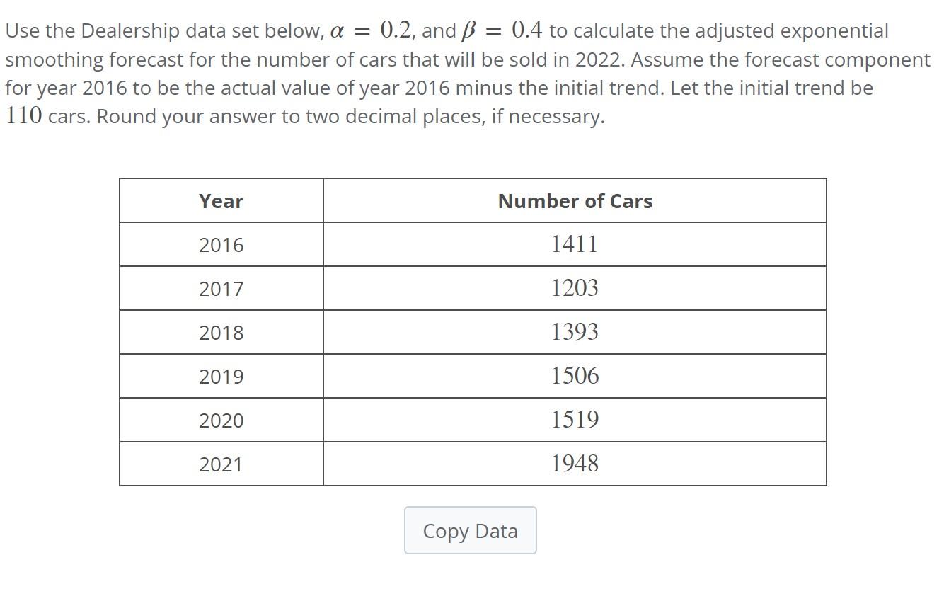 Solved use the dealership data set below 0 2 and 0 4 chegg