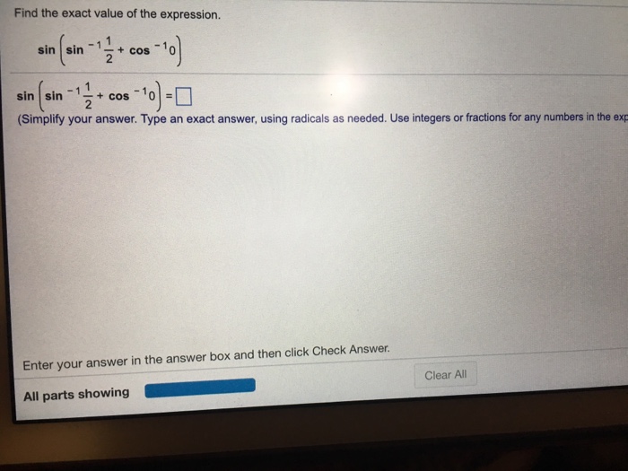 find the exact value of sin 1 0