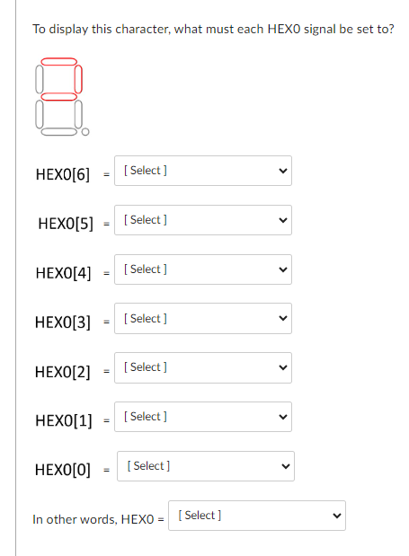 Solved To display this character, what must each HEXO signal | Chegg.com