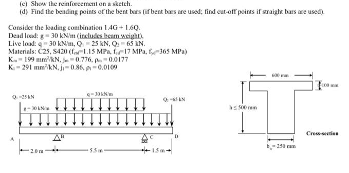 Solved (c) Show the reinforcement on a sketch. (d) Find the | Chegg.com