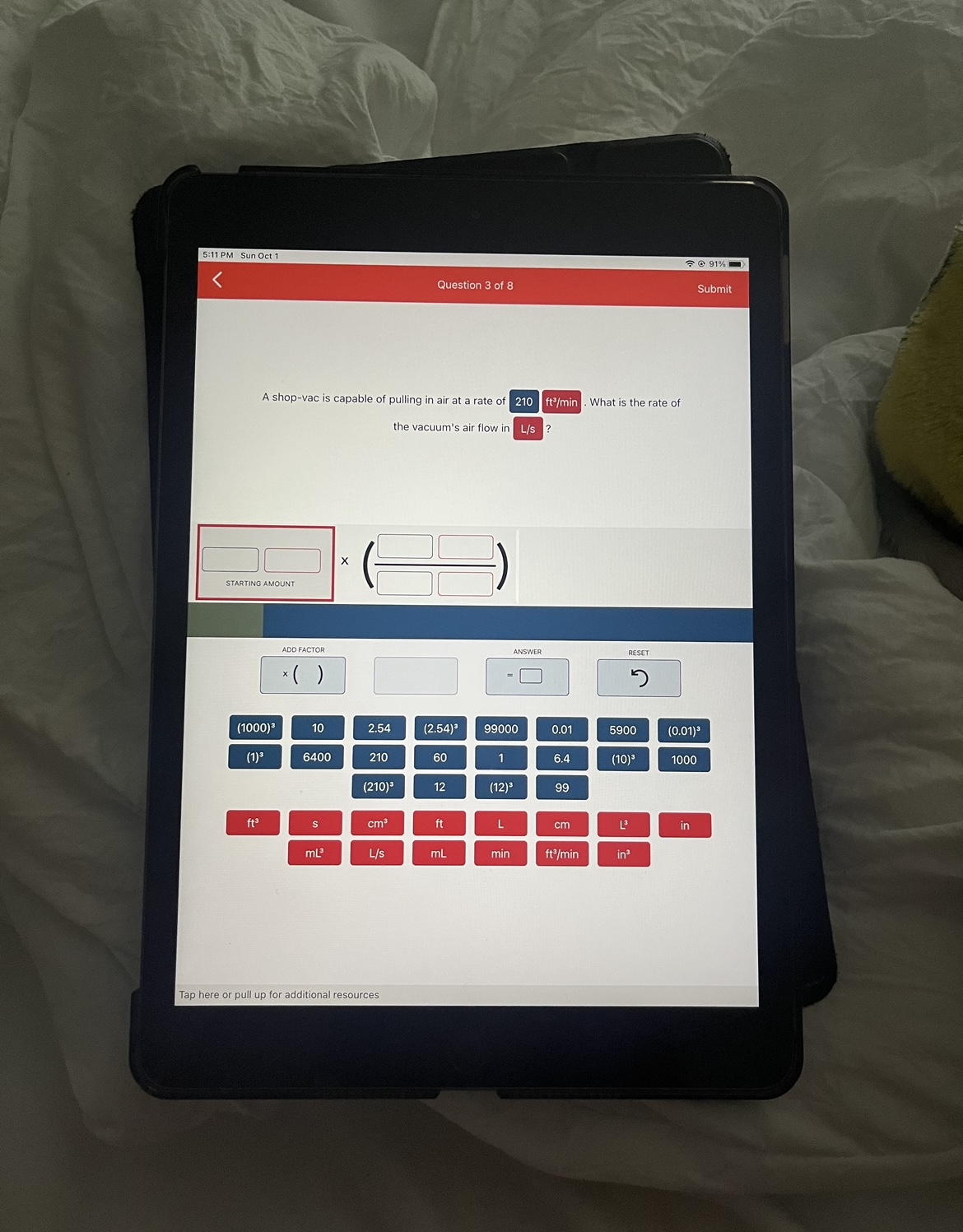 Solved A shopvac is capable of pulling in air at a rate of