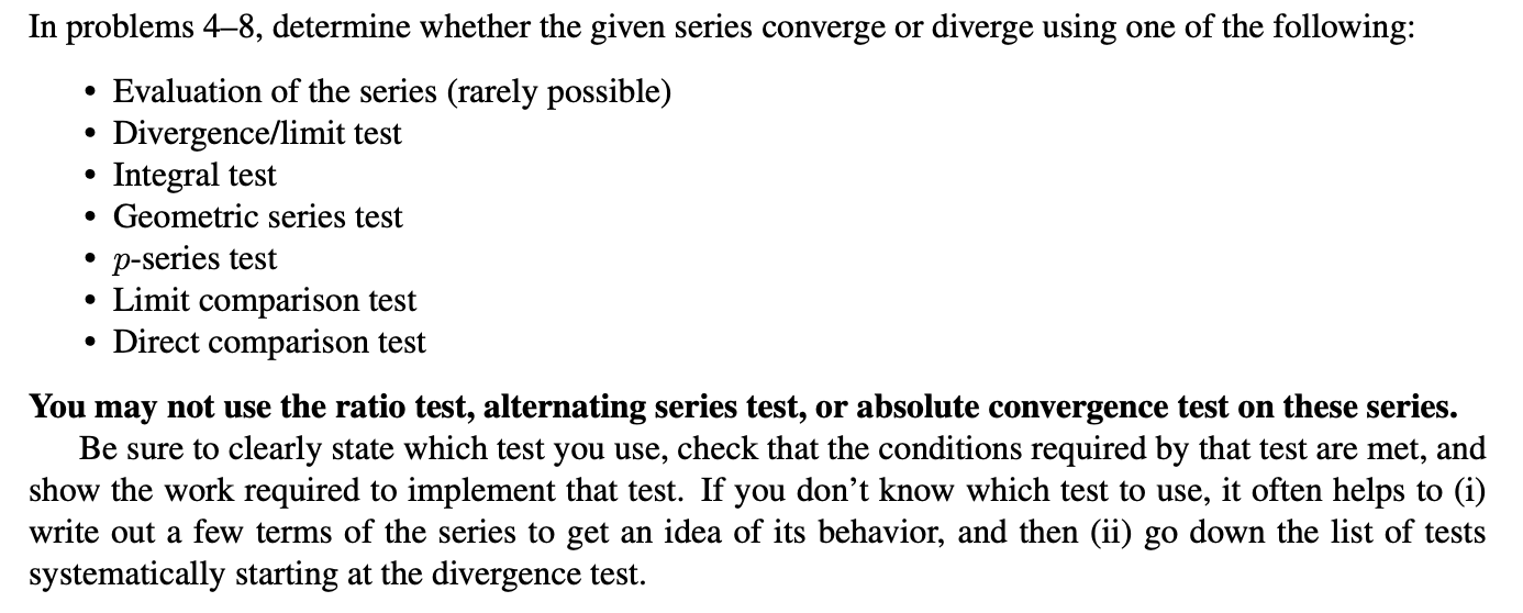 Solved In problems 4–8, determine whether the given series | Chegg.com