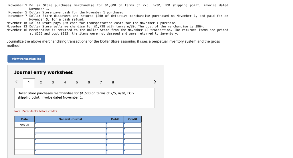 Solved November 1 Dollar Store purchases merchandise for