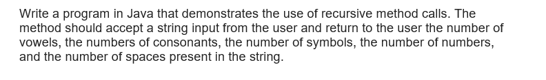 Solved Write a program in Java that demonstrates the use of | Chegg.com
