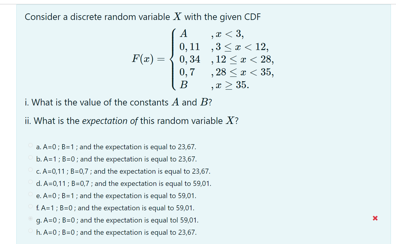 Solved A > 2 Consider A Discrete Random Variable X With The | Chegg.com