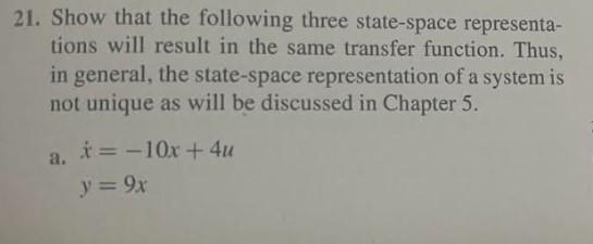 Solved 1. Show that the following three state-space | Chegg.com