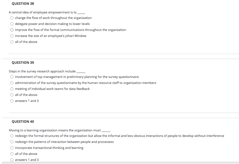 Solved QUESTION 38 A central idea of employee empowerment is | Chegg.com
