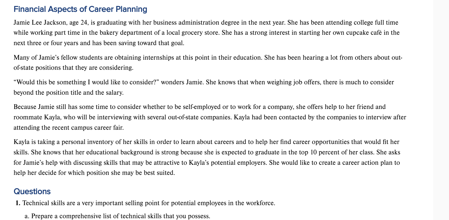 Financial Aspects of Career Planning Jamie Lee