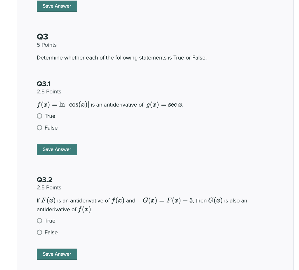 Solved Q3 5 Points Determine whether each of the following | Chegg.com