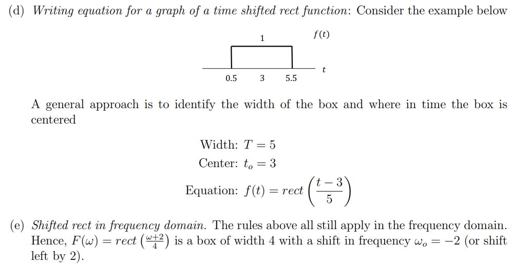 Solved F(ω)=1−rect(8ω)(d) Writing equation for a graph of a | Chegg.com