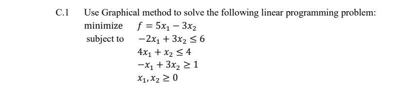 Solved 1 Use Graphical method to solve the following linear | Chegg.com